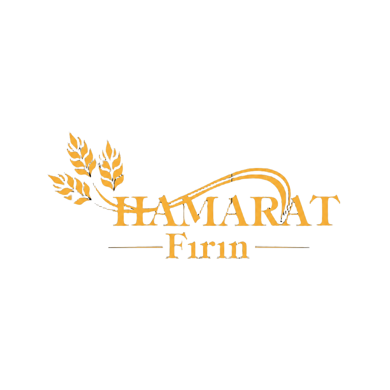 Remove the black background from this logo, keeping only the golden wheat illustration and "HAMARAT Fırın" text on a transparent background.